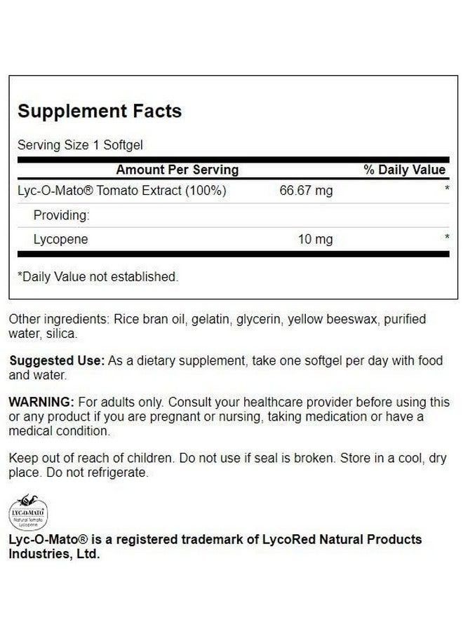 SWANSON Lyc O Mato Lycopene 10 Milligrams 60 Sgels (4 Pack) - Image 3