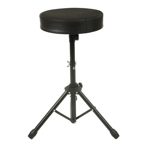 Kadence KAD-THRN-NK125 Heavy Duty Drum Throne | Ergonomic PU Leather Padded Seat with 360° Swivel & Adjustable Height | Stable Tripod Base for Home Practice & Studio | Black - Image 1