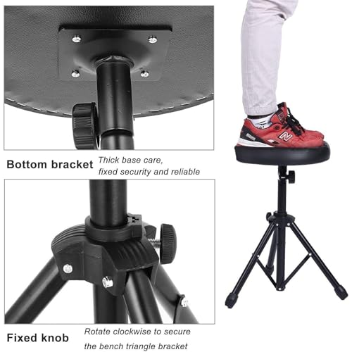 Kadence KAD-THRN-NK125 Heavy Duty Drum Throne | Ergonomic PU Leather Padded Seat with 360° Swivel & Adjustable Height | Stable Tripod Base for Home Practice & Studio | Black - Image 4