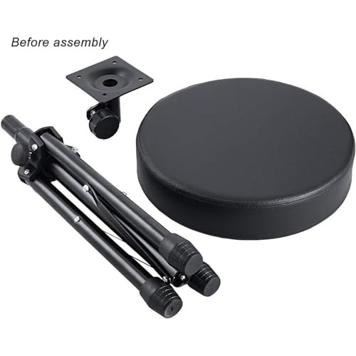 Kadence KAD-THRN-NK125 Heavy Duty Drum Throne | Ergonomic PU Leather Padded Seat with 360° Swivel & Adjustable Height | Stable Tripod Base for Home Practice & Studio | Black - Image 2