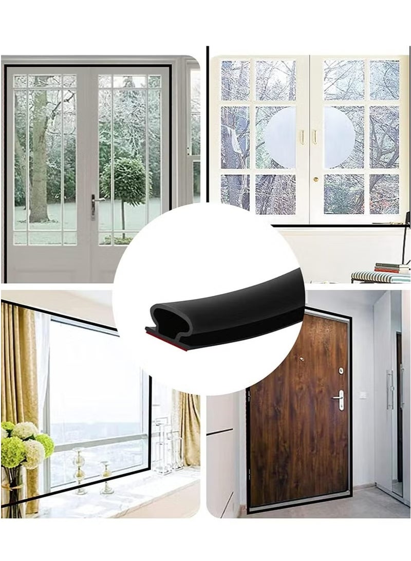 weather Stripping Door Seal Strip, 19.7Ft Black D Shape Door Rubber Weather Seal Strip, Self-Adhesive Rubber Door Insulation Weather Strip, Sound Proof Door Strips for Door Frame Window - Image 2