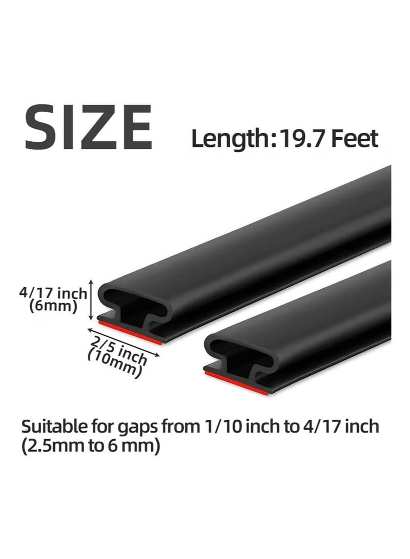 weather Stripping Door Seal Strip, 19.7Ft Black D Shape Door Rubber Weather Seal Strip, Self-Adhesive Rubber Door Insulation Weather Strip, Sound Proof Door Strips for Door Frame Window - Image 3