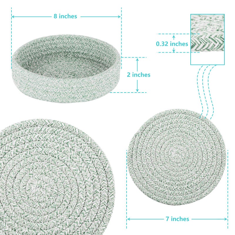Cazzon Trivets For Hot Dishes  Pots And Pans  Hot Pads With Storage Basket  Pot Holders For Kitchen  Heat Resistant Mat Protect Counter Home Essentials  Farmhouse Decor (Green 4 Pcs) - Image 3