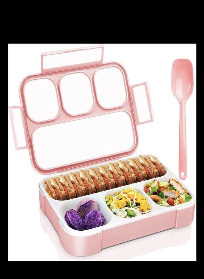 Drake 4 Compartment Lunch Box Microwave Freezer Safe Food Containers with Spoon for Adults and Kids - Image 1