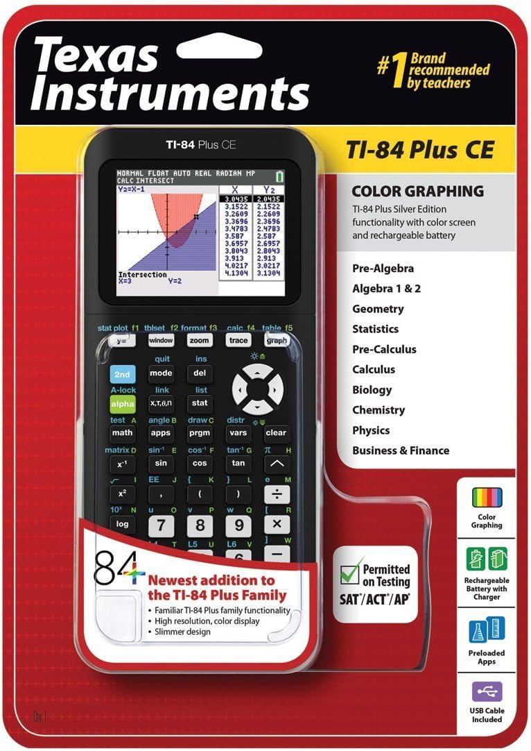 آلة حاسبة رسومية TI-84 Plus CE، سوداء