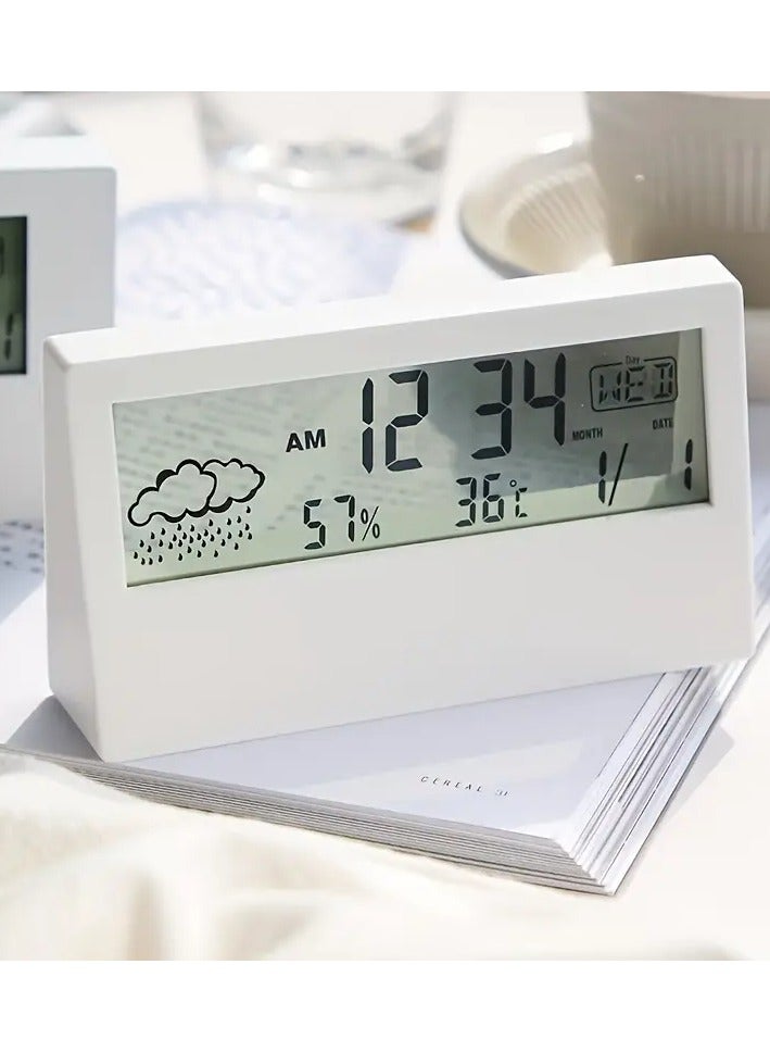 Transparent Weather Monitoring Alarm Clock – Small Digital Timer with Temperature Display for Bedroom & Living Room  - Image 1