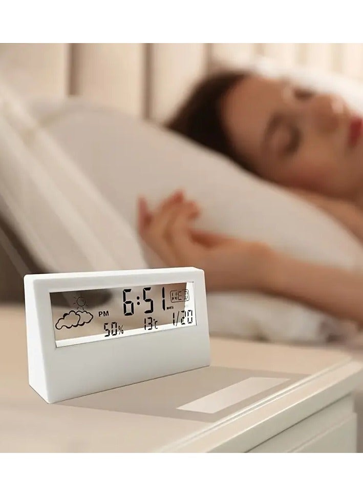Transparent Weather Monitoring Alarm Clock – Small Digital Timer with Temperature Display for Bedroom & Living Room  - Image 3