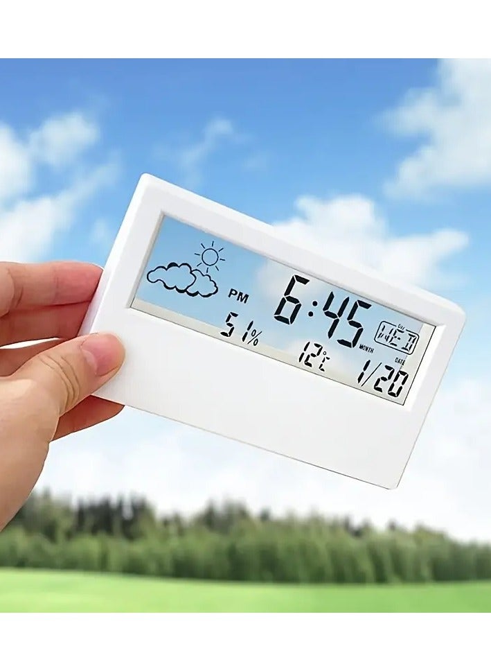 Transparent Weather Monitoring Alarm Clock – Small Digital Timer with Temperature Display for Bedroom & Living Room  - Image 4