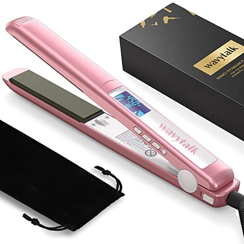 Wavytalk Salon Flat Iron Hair Straightener, Negative Ion Function with Titanium Plates Get Shinier & Smoother Hair, 15 Adjustable Temp, Dual Voltage & 60 Mins Auto Shut Off (Rose Gold) - Image 1