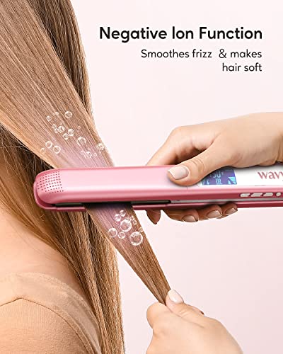 Wavytalk Salon Flat Iron Hair Straightener, Negative Ion Function with Titanium Plates Get Shinier & Smoother Hair, 15 Adjustable Temp, Dual Voltage & 60 Mins Auto Shut Off (Rose Gold) - Image 2
