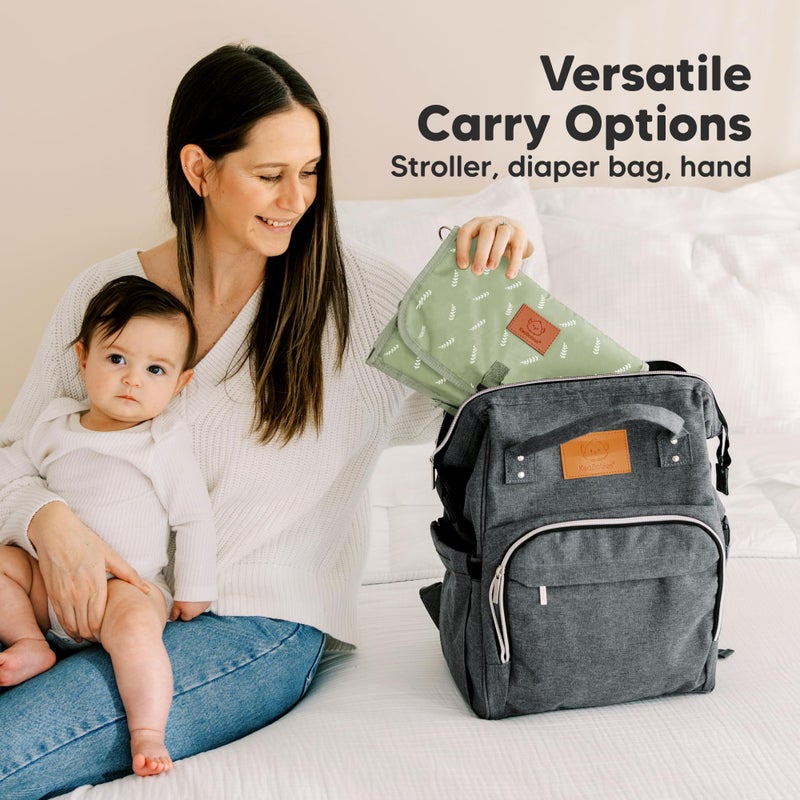 KeaBabies Portable Diaper Changing Pad - Large Waterproof Baby Changing Mat, Compact Travel Diaper Clutch, Functional Pockets Fit Newborn Essentials, Wipeable & Padded Baby Changer (Acacia) - Image 5