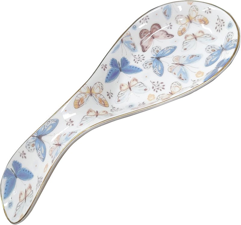 LEAZUL Ceramic Spoon Rest for Stove Top Kitchen Counter Large Spoon Holder Farmhouse Floral Flowers Print Coffee Spoon Cooking Utensil Tools Rest Modern Kitchen Decor - Image 3