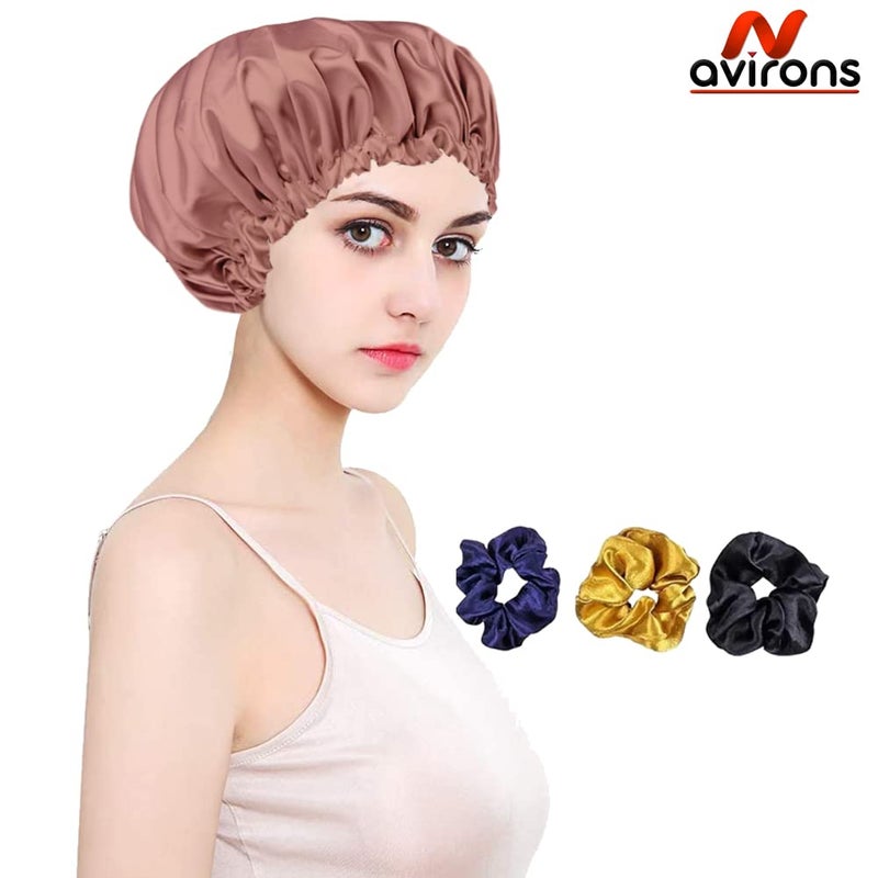 Avirons Fully Reversible Pure Satin Hair Bonnet with Free 3 Scrunches | Adjustable Double Layer Large Sleeping Cap for Women/Girls |Protective Night Hairstyles Multicolour - Image 2