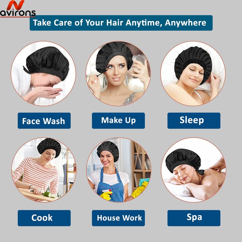 Avirons Fully Reversible Pure Satin Hair Bonnet with Free 3 Scrunches | Adjustable Double Layer Large Sleeping Cap for Women/Girls |Protective Night Hairstyles Multicolour - Image 5