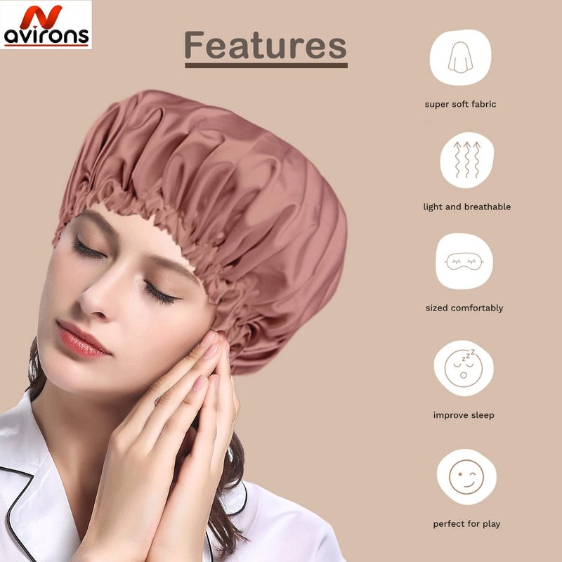 Avirons Fully Reversible Pure Satin Hair Bonnet with Free 3 Scrunches | Adjustable Double Layer Large Sleeping Cap for Women/Girls |Protective Night Hairstyles Multicolour - Image 4