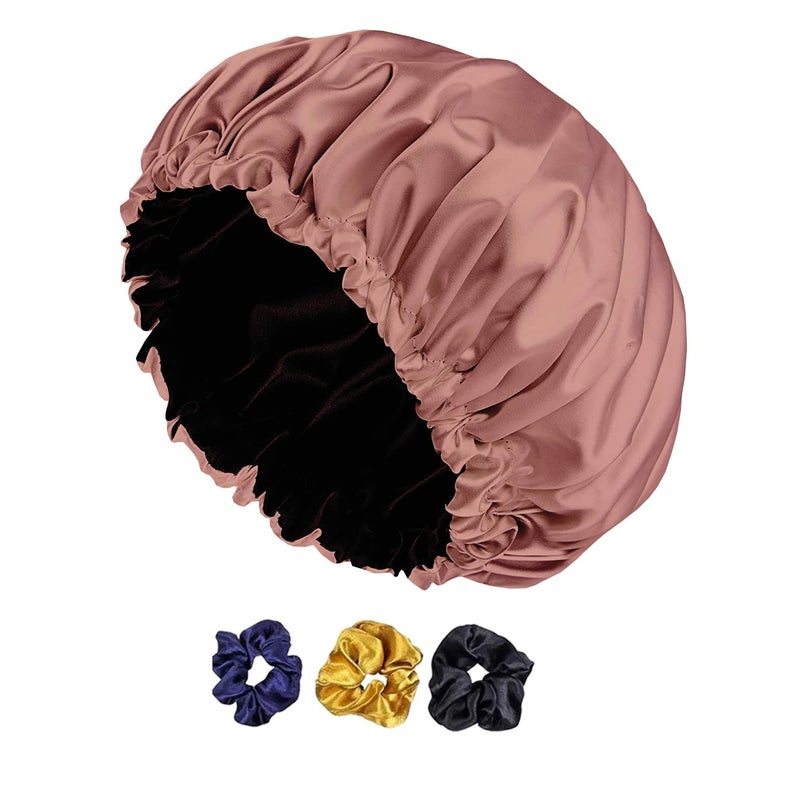 Avirons Fully Reversible Pure Satin Hair Bonnet with Free 3 Scrunches | Adjustable Double Layer Large Sleeping Cap for Women/Girls |Protective Night Hairstyles Multicolour - Image 1