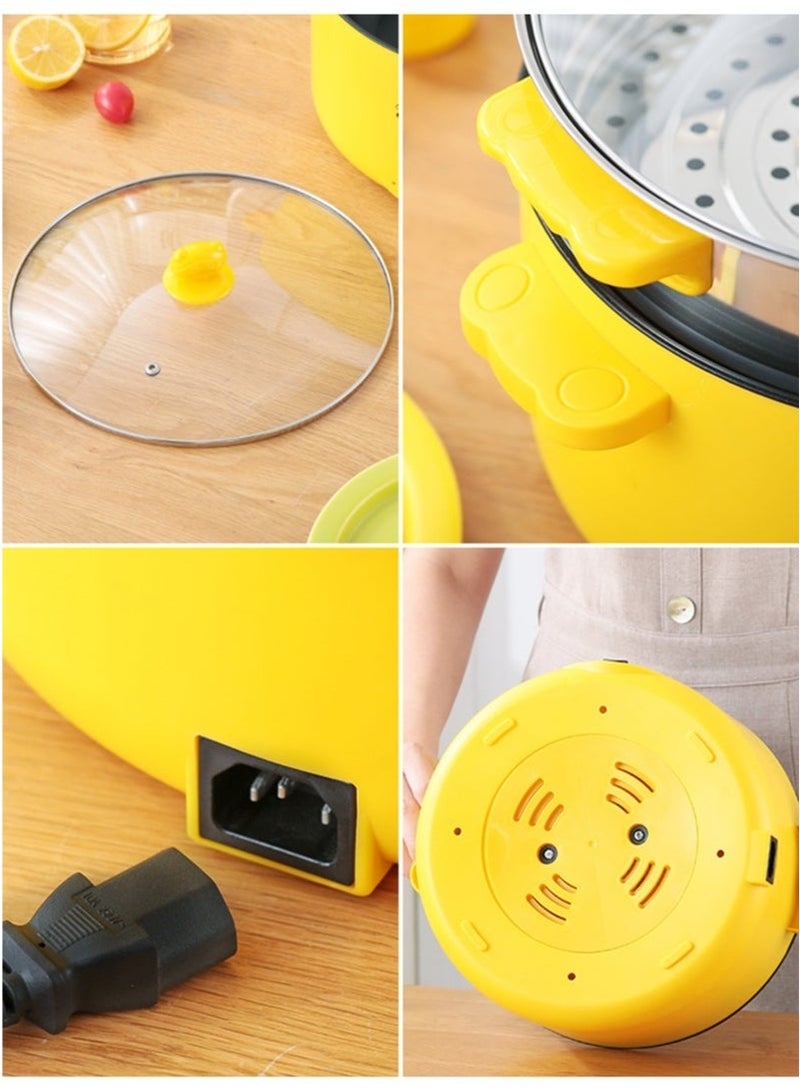 4.5L Multifunctional Mini Electric Cooker 400-1000W Non-stick Coating Portable Travel Pot Electric Frying Pan Hot Pot Fast Noodle Pot Fried Steak Egg Soup Pot