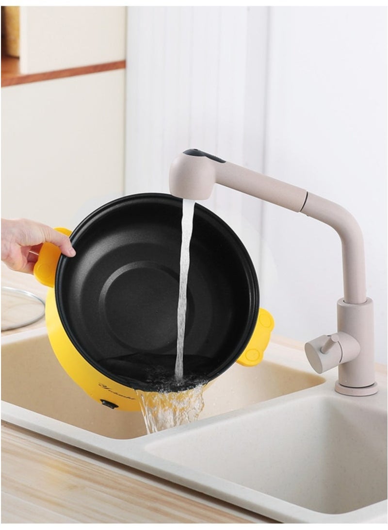 4.5L Multifunctional Mini Electric Cooker 400-1000W Non-stick Coating Portable Travel Pot Electric Frying Pan Hot Pot Fast Noodle Pot Fried Steak Egg Soup Pot