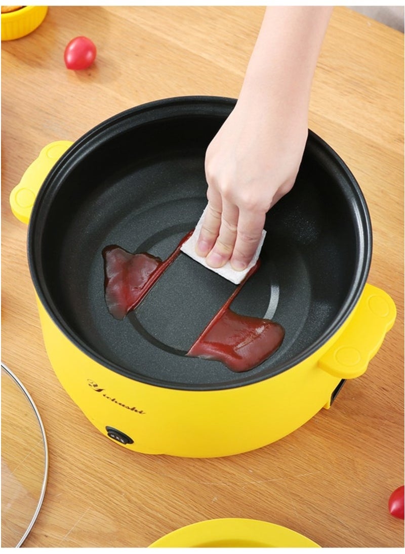 4.5L Multifunctional Mini Electric Cooker 400-1000W Non-stick Coating Portable Travel Pot Electric Frying Pan Hot Pot Fast Noodle Pot Fried Steak Egg Soup Pot