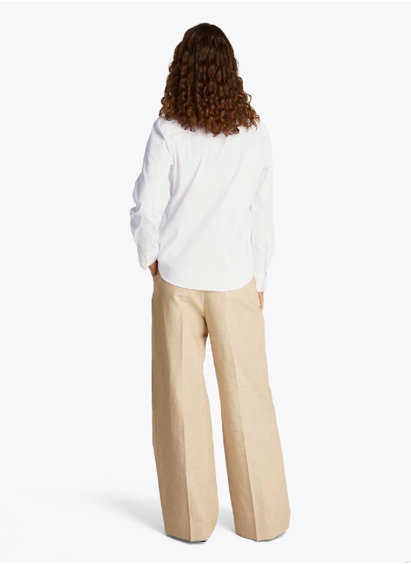 TOMMY HILFIGER Women's Regular Fit Poplin Shirt - Cotton Blend, White  - Image 4