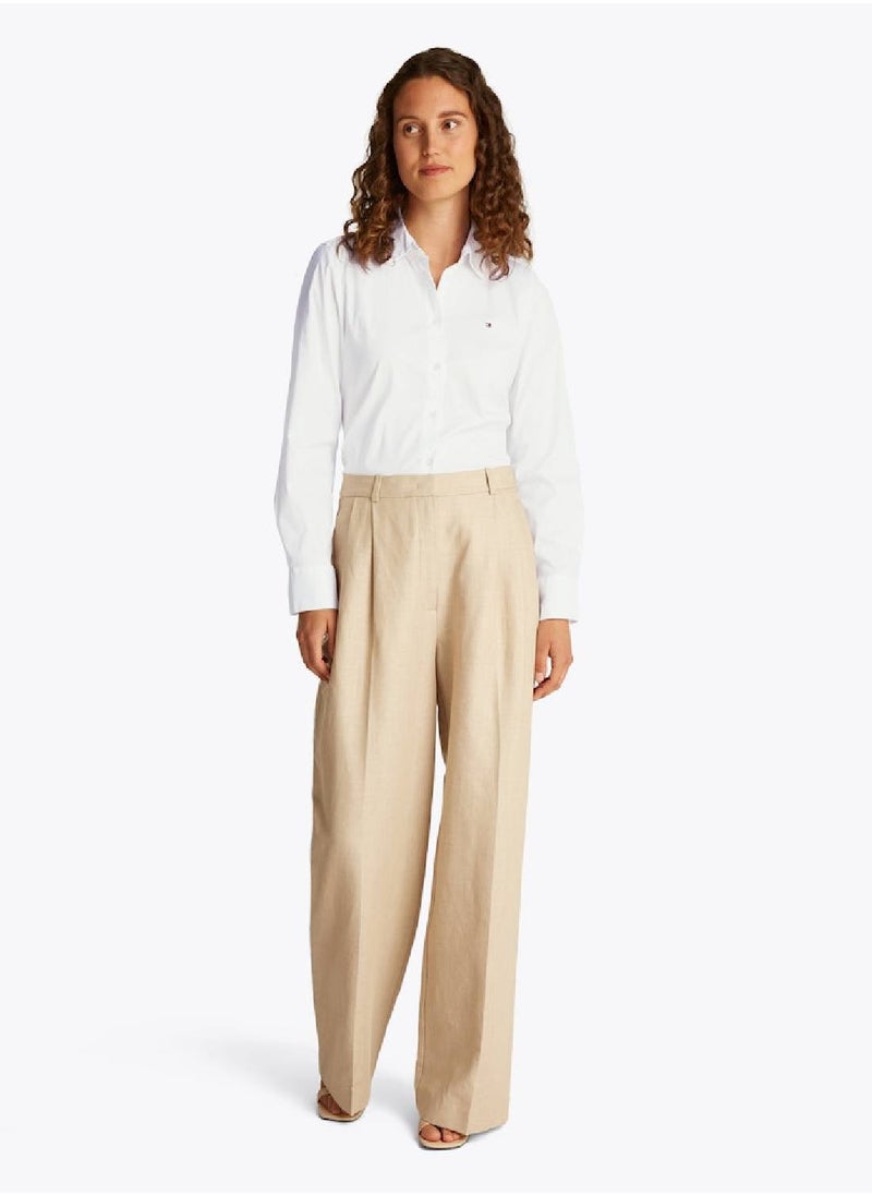 TOMMY HILFIGER Women's Regular Fit Poplin Shirt - Cotton Blend, White  - Image 3