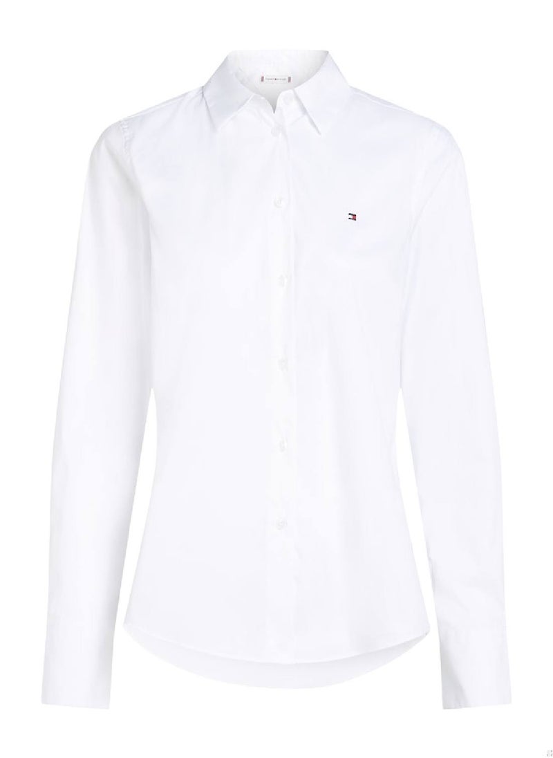 TOMMY HILFIGER Women's Regular Fit Poplin Shirt - Cotton Blend, White  - Image 2