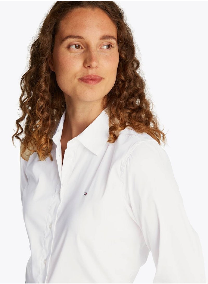 TOMMY HILFIGER Women's Regular Fit Poplin Shirt - Cotton Blend, White  - Image 5