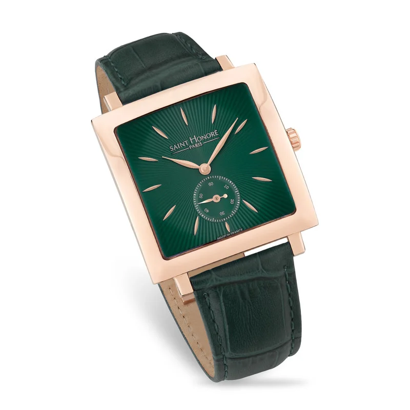 Saint Honore Paris Carre Leather Strap Analog Wrist Watch - 37 mm - Green