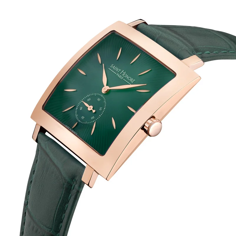 Saint Honore Paris Carre Leather Strap Analog Wrist Watch - 37 mm - Green