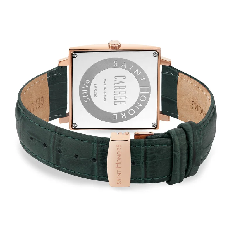 Saint Honore Paris Carre Leather Strap Analog Wrist Watch - 37 mm - Green
