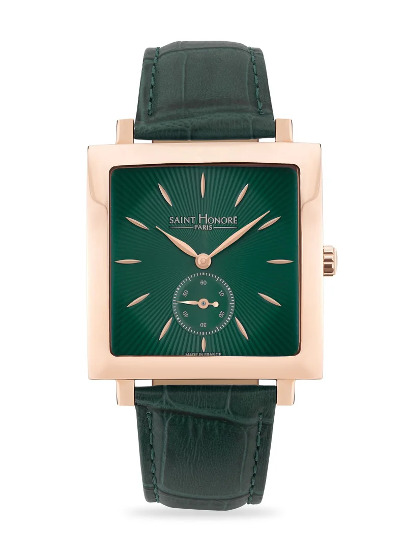 Saint Honore Paris Carre Leather Strap Analog Wrist Watch - 37 mm - Green
