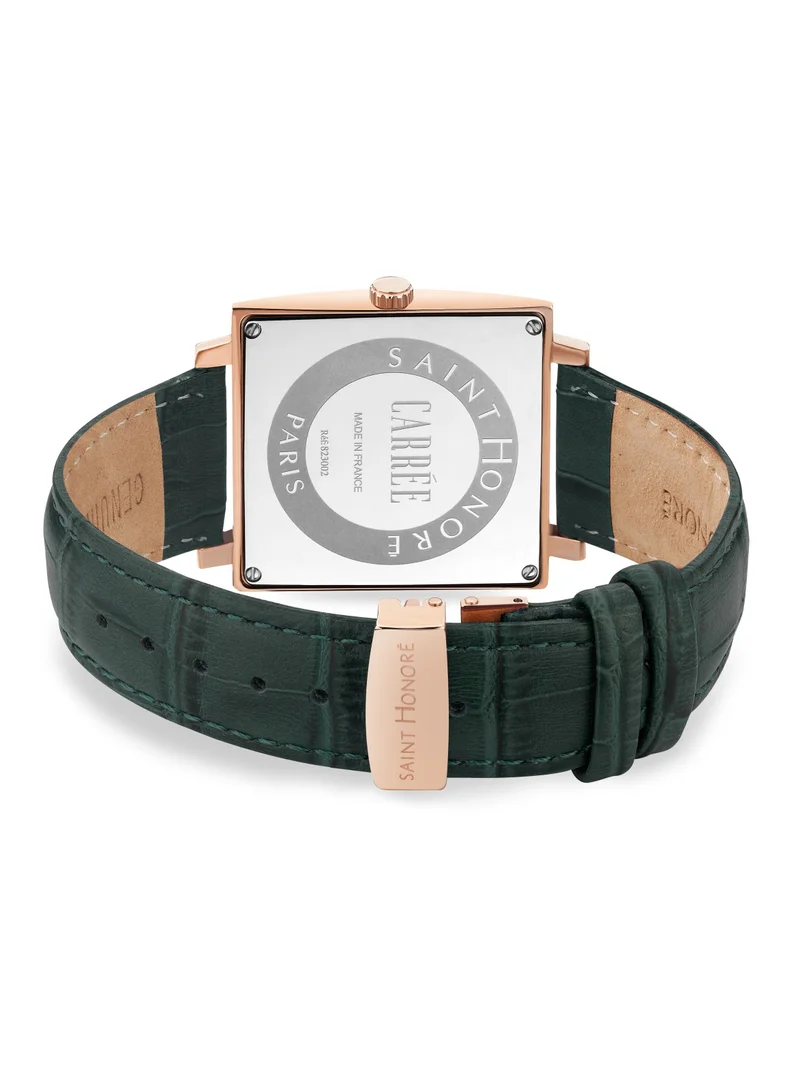 Saint Honore Paris Carre Leather Strap Analog Wrist Watch - 37 mm - Green