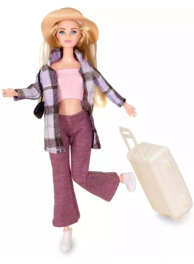 Barbie Articulated Fashion Doll with Travel Suitcase & Accessories – Movable Doll for Kids - Image 1