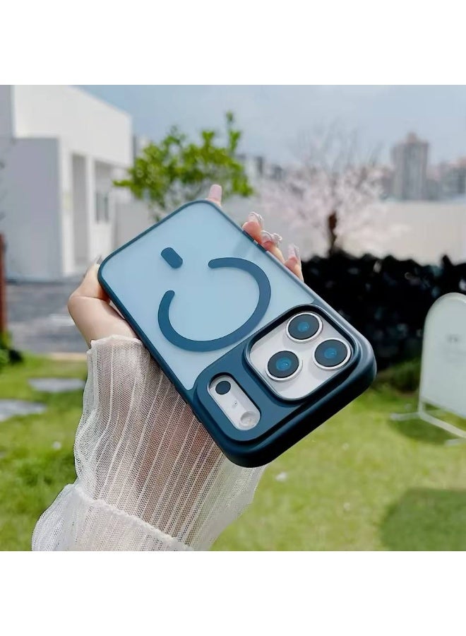 Denx Magnetic Transparent Matte Phone Case for iPhone 17 Pro Max, Magsafe Shockproof Cover for Wireless Charging, (Blue)