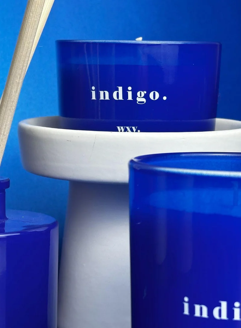 WXY Classic 3oz Candle - Indigo - Rosemary and Juniper- Glass base -premium scented candle -