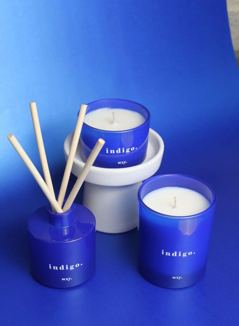 WXY Classic 3oz Candle - Indigo - Rosemary and Juniper- Glass base -premium scented candle -