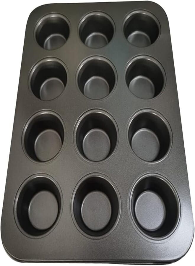 LICHTS Non-Stick Muffin Top Pan Cupcake Cookie Molds Bakeware 12 Holes Small Grey
