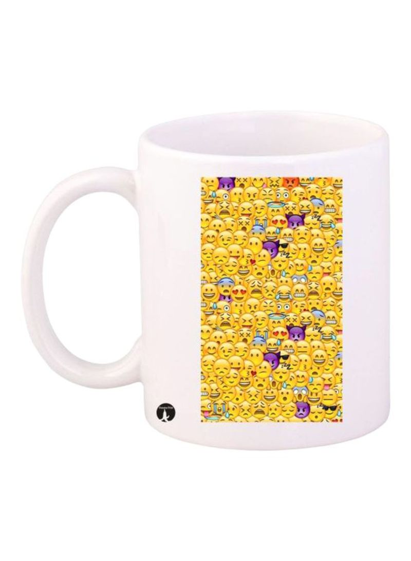 RKN Emoji Printed Mug White/Yellow/Purple Standard Size
