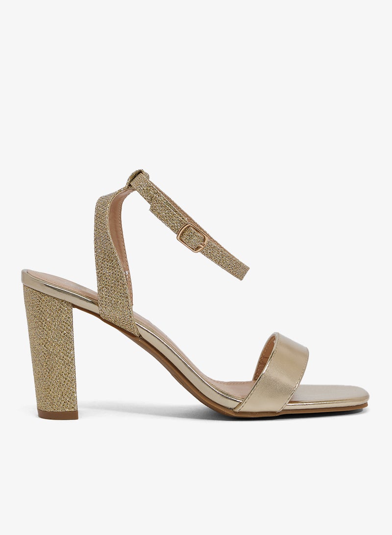 Spot-On Metallic Block Heel Sandal - Image 1