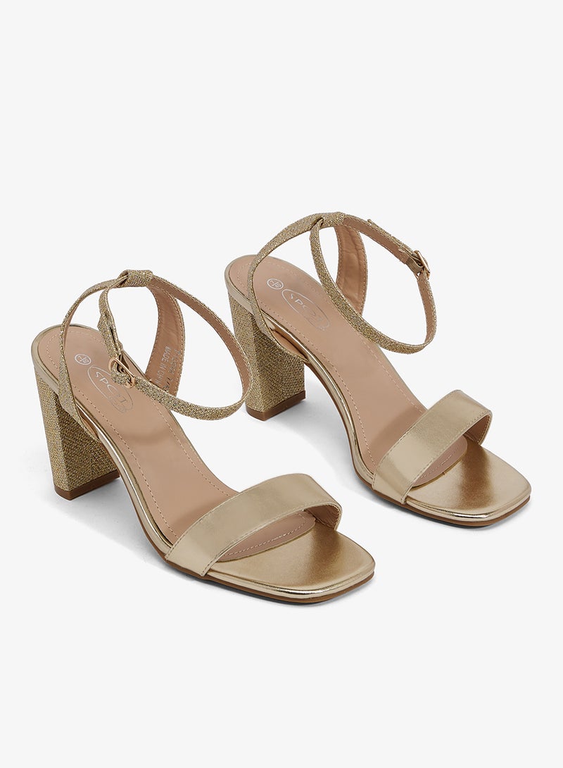 Spot-On Metallic Block Heel Sandal - Image 4