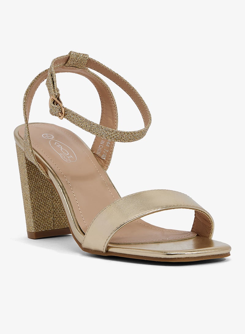 Spot-On Metallic Block Heel Sandal - Image 2