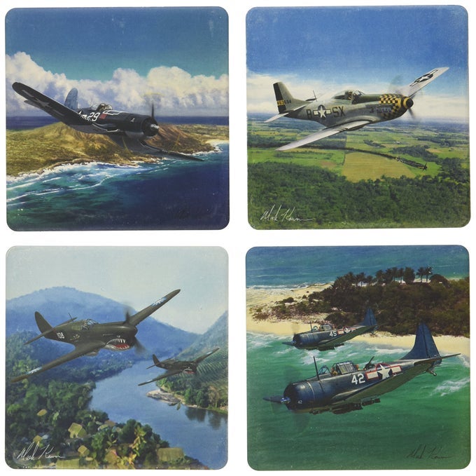 Absorbent Coasters 414Inch War Planes Set of 4