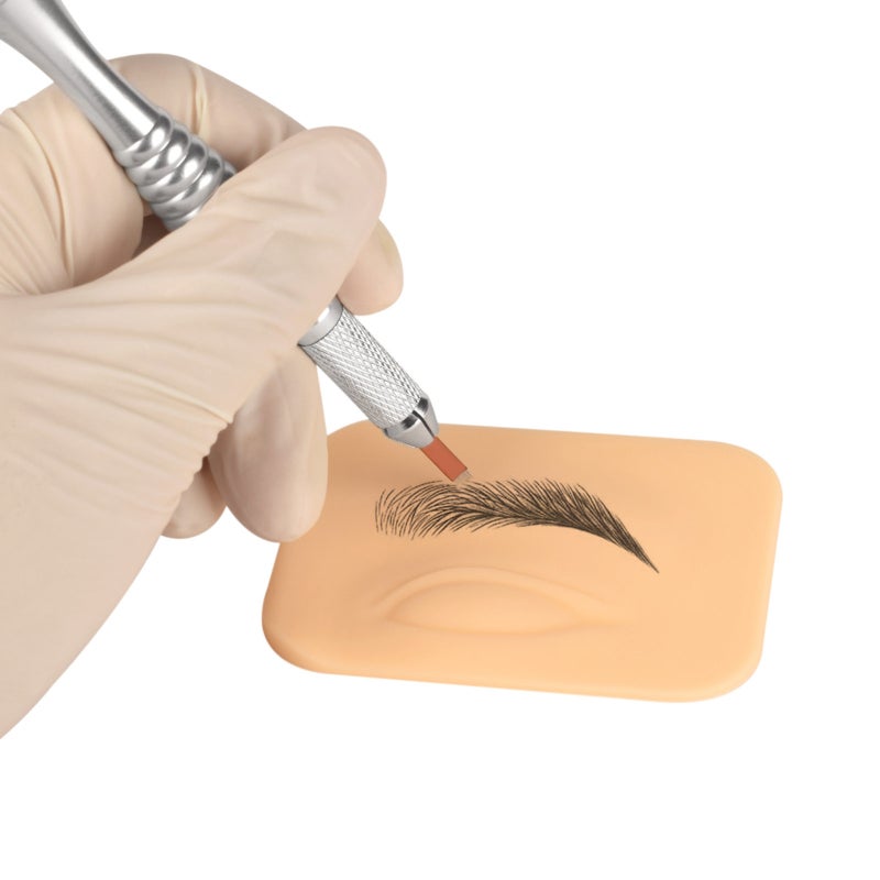 1 Pair Double-sided Three-dimensional Silicone Eyebrow Tattoo Practice Skin 3D Skin Color Left Right Eyes Practice - Image 5