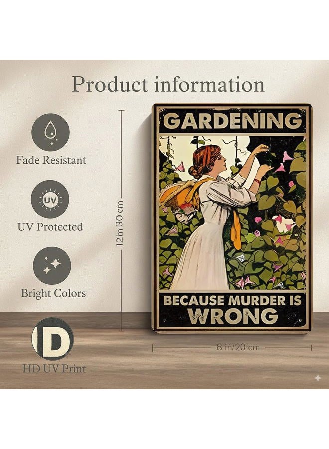 Skyocean Vintage Funny Metal Tin Sign Gardening Because Murder is Wrong Retro Wall Decor For Cafe Bar Pub Home Best Decor Gift Ideas 12 X 8 Inches - Image 2
