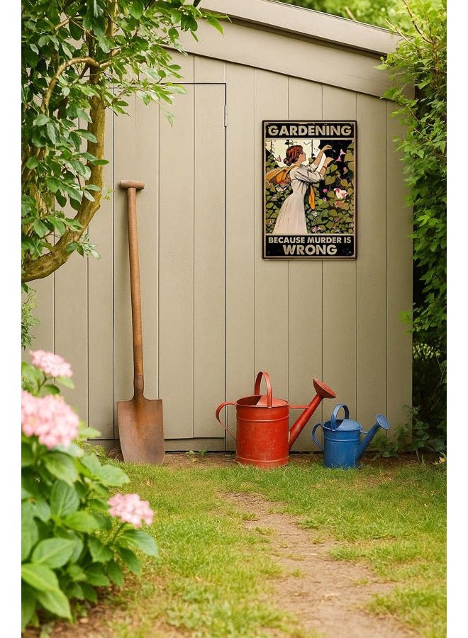 Skyocean Vintage Funny Metal Tin Sign Gardening Because Murder is Wrong Retro Wall Decor For Cafe Bar Pub Home Best Decor Gift Ideas 12 X 8 Inches - Image 5