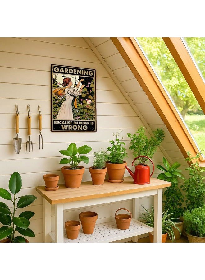 Skyocean Vintage Funny Metal Tin Sign Gardening Because Murder is Wrong Retro Wall Decor For Cafe Bar Pub Home Best Decor Gift Ideas 12 X 8 Inches - Image 4