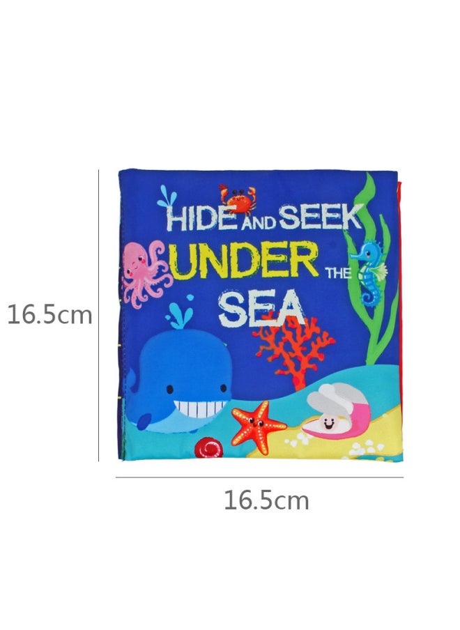 Generic Baby Three-dimensional Early Education Tail Black And White Cloth Book 0-3 Months Baby Tear Cloth Book English-Color:dolery Hide And Seek [Ocean]]-Specifications:OPP  - Image 1
