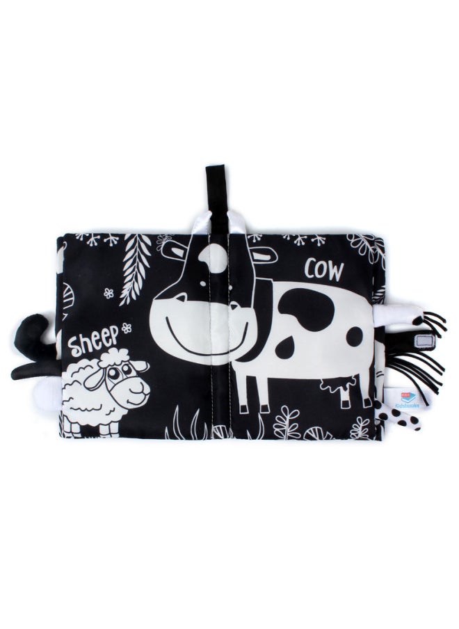 Generic Baby Three-dimensional Early Education Tail Black And White Cloth Book 0-3 Months Baby Tear Cloth Book English-Color:dolery Hide And Seek [Ocean]]-Specifications:OPP  - Image 4