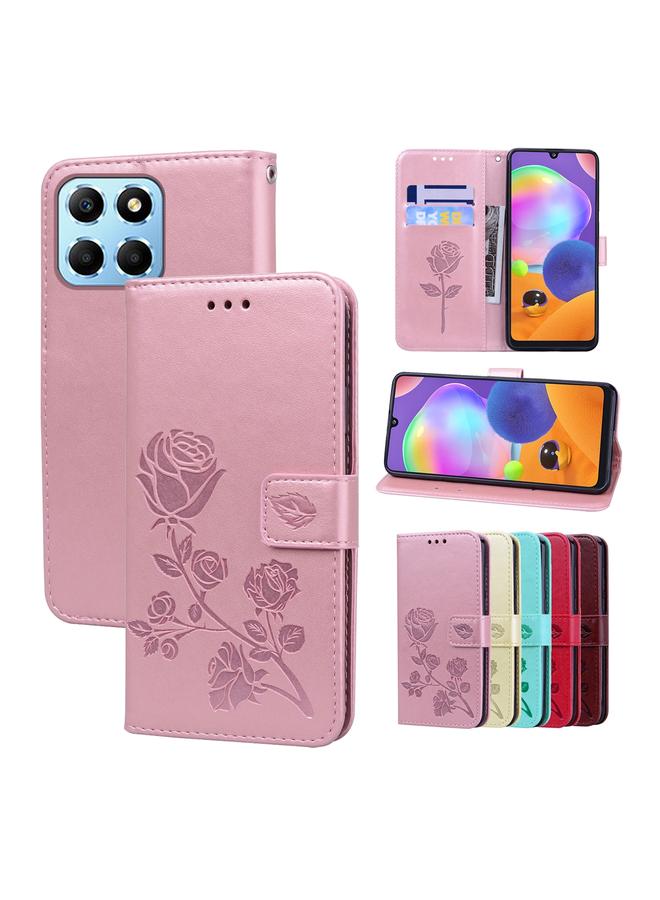 اس-توب جراب لهاتف Honor X8 5G/Play6C 5G/X6 4G/X6S/70 Lite، مصنوع من جلد البولي يوريثان المنقوش باللون الوردي - Image 1