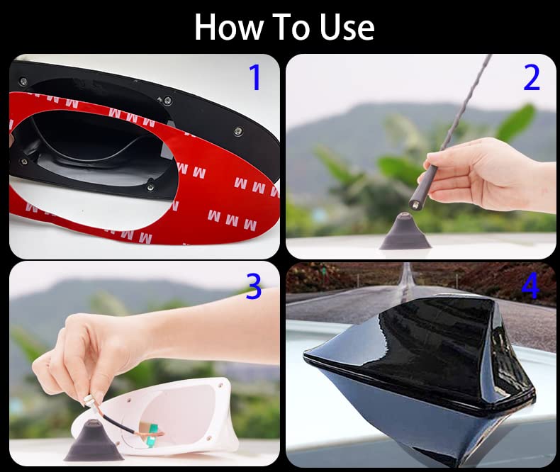 Ajxn Shark Fin Antenna Car Antenna Decorative Top Mounted Dummy Roof Aerial for Car Trunk SUV Black - Image 4